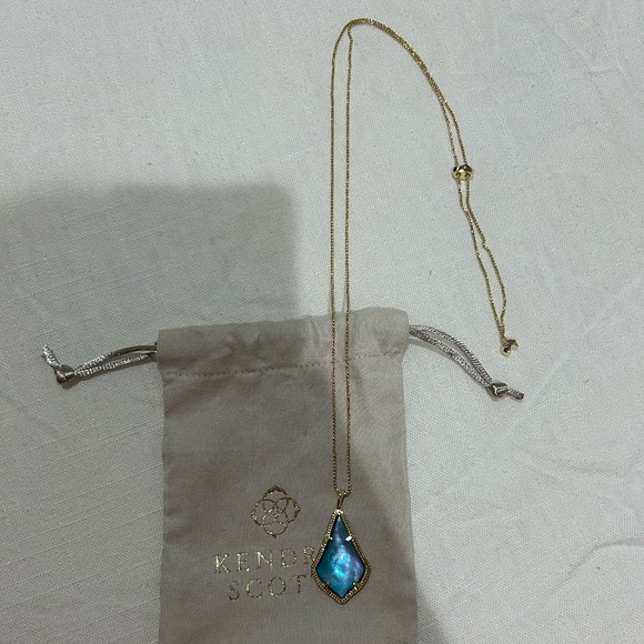 Kendra Scott Alex Gold Long Pendant Necklace in Indigo Watercolor Illusion - Picture 1 of 4